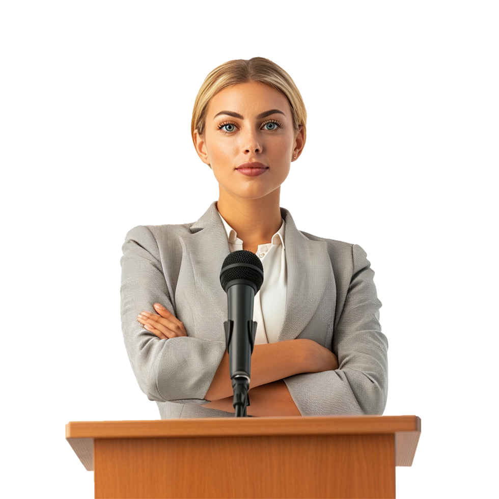 Businessman in microphone isolated on transparent background png