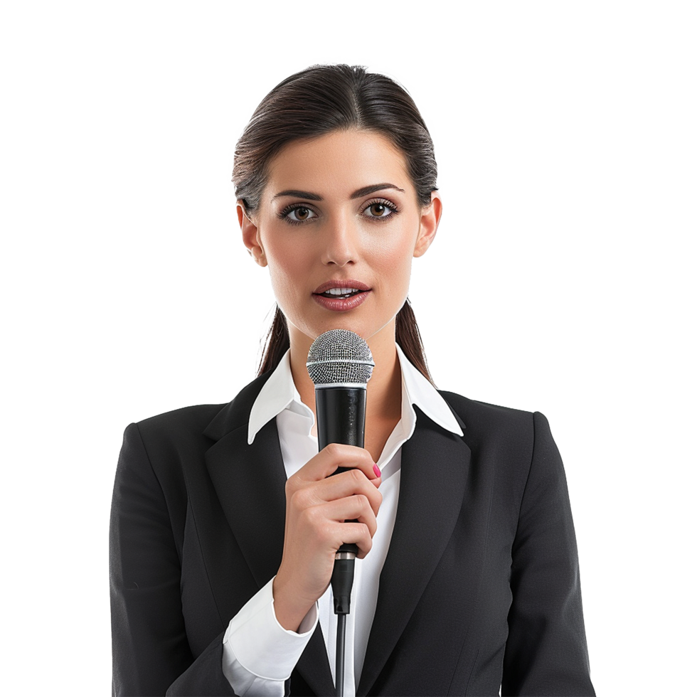 Businessman in microphone isolated on transparent background png