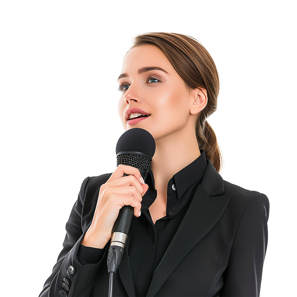 Businessman in microphone isolated on transparent background png
