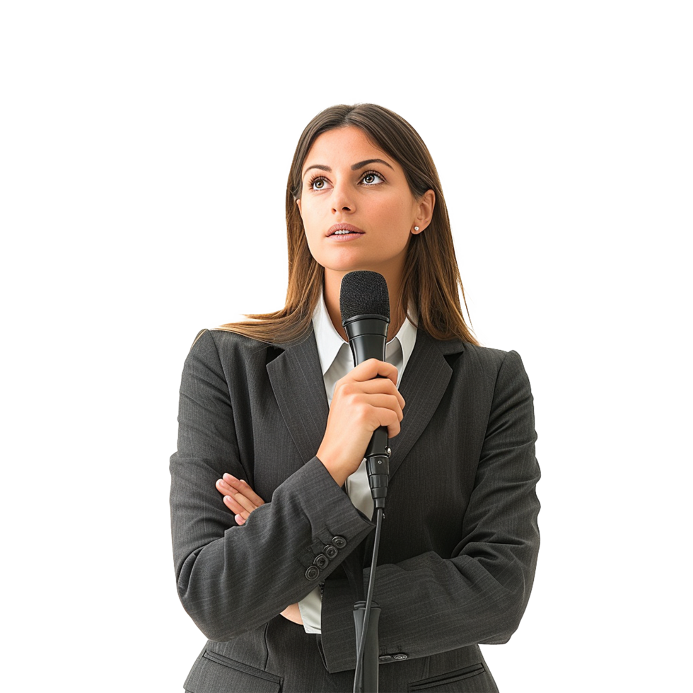 Businessman in microphone isolated on transparent background png