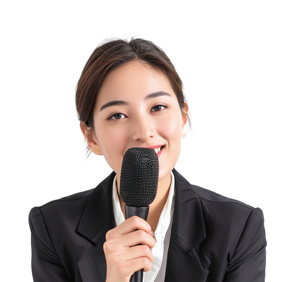 Businessman in microphone isolated on transparent background png
