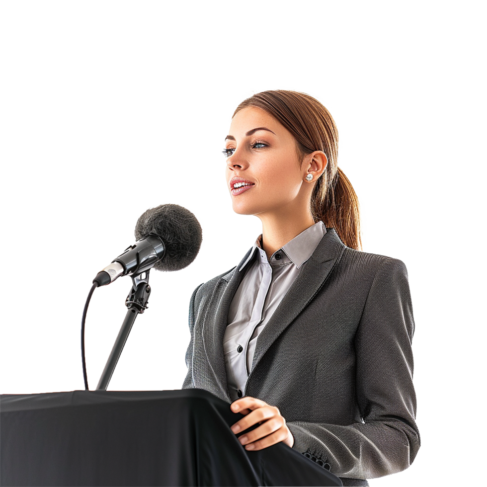 Businessman in microphone isolated on transparent background png