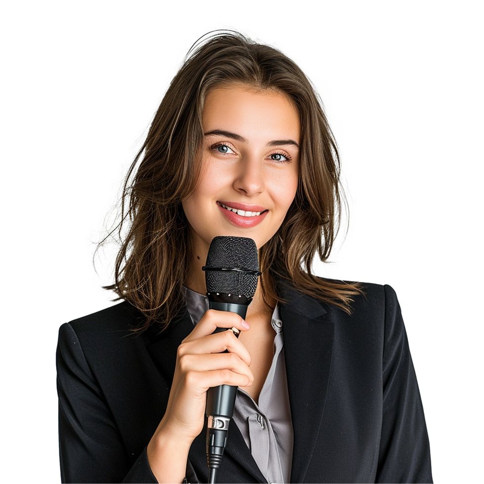 Businessman in microphone isolated on transparent background png