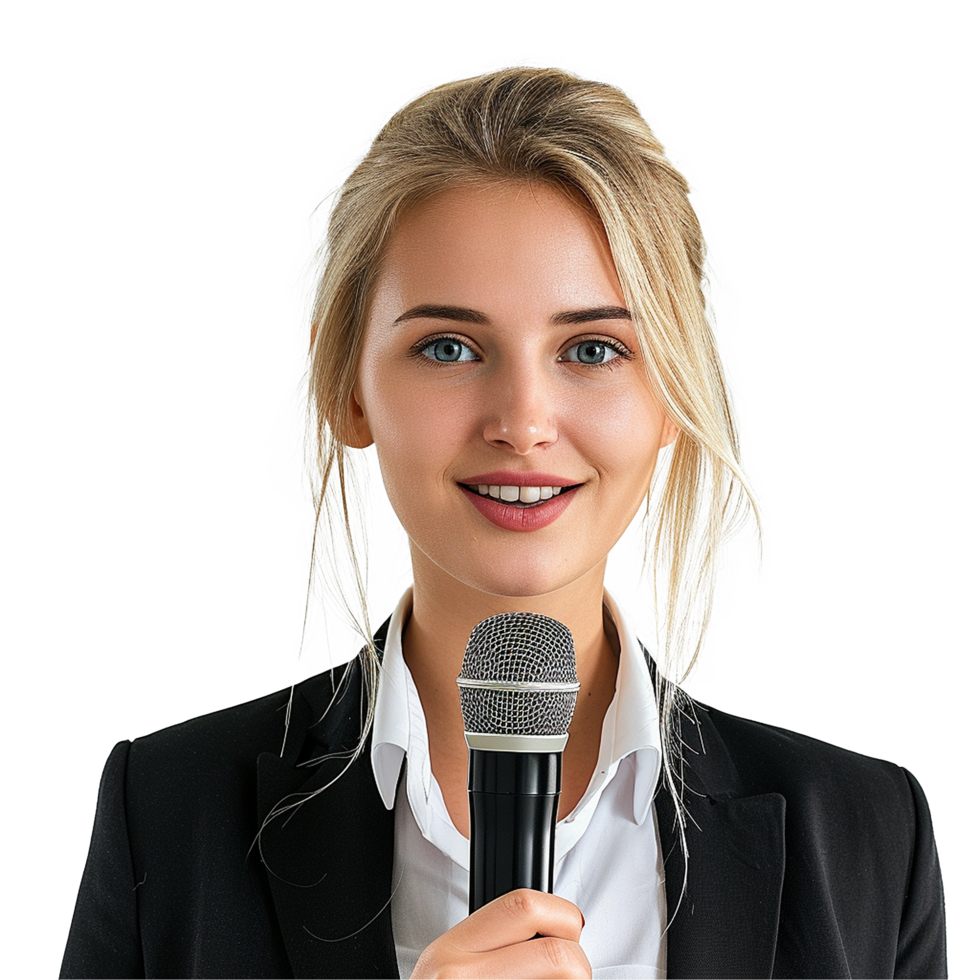 Businessman in microphone isolated on transparent background png