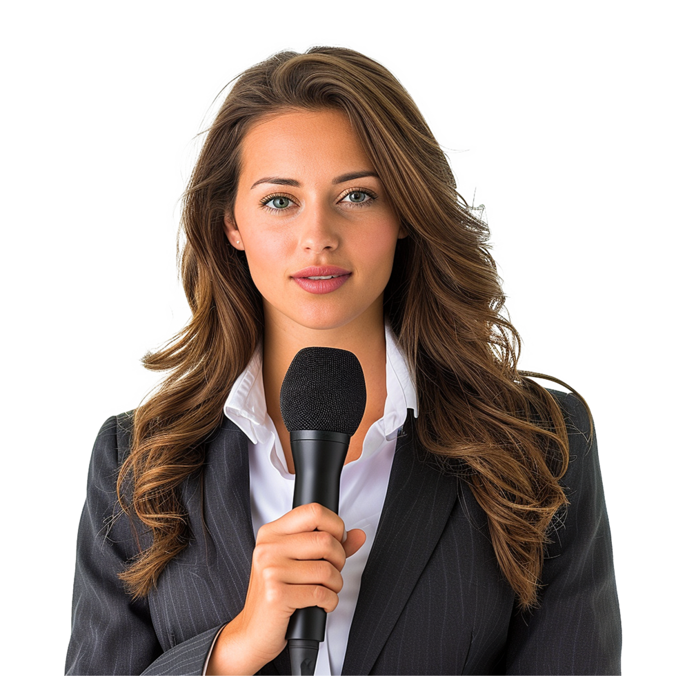 Businessman in microphone isolated on transparent background png