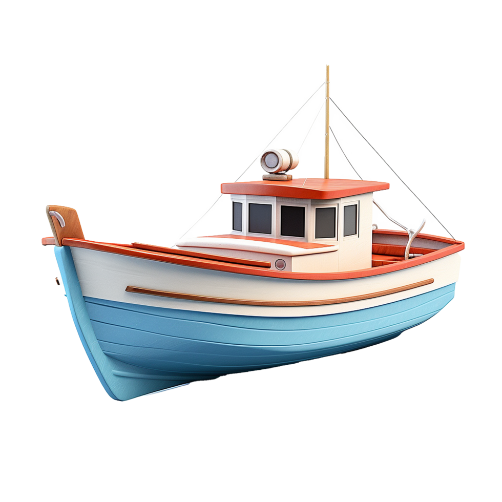 3d boat isolated on transparent background png