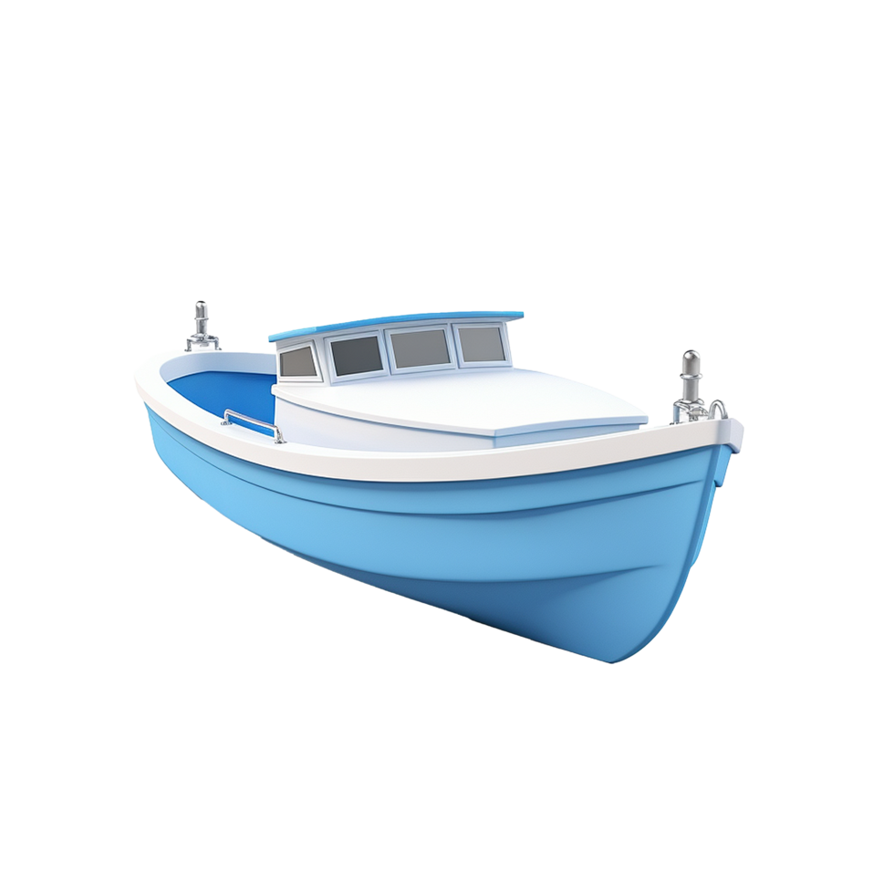 3d boat isolated on transparent background png