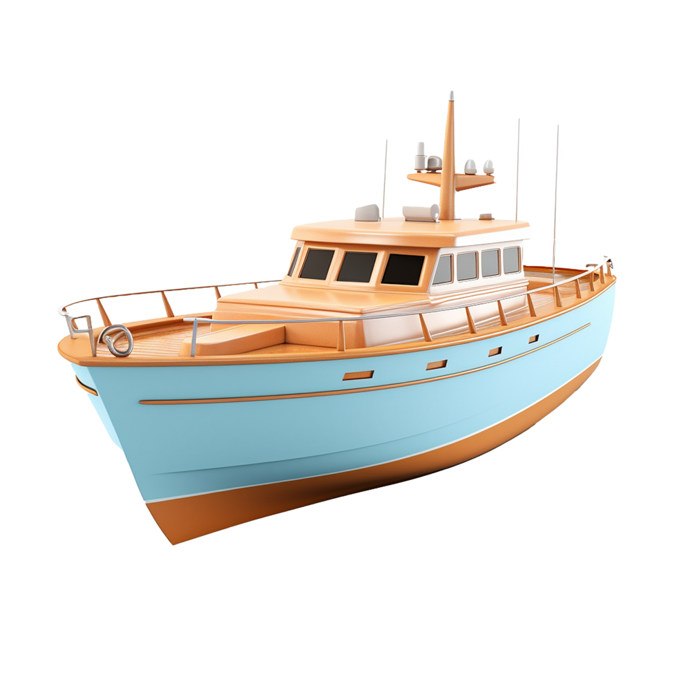 3d boat isolated on transparent background png