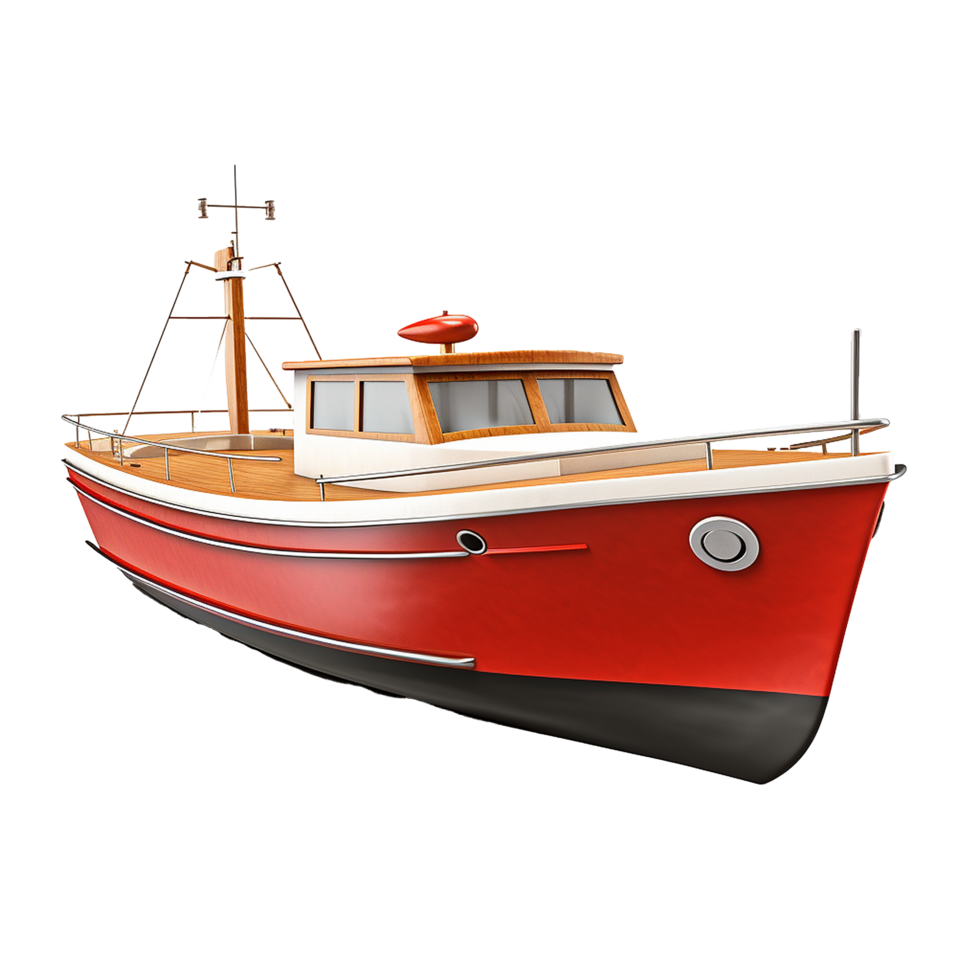 3d boat isolated on transparent background png