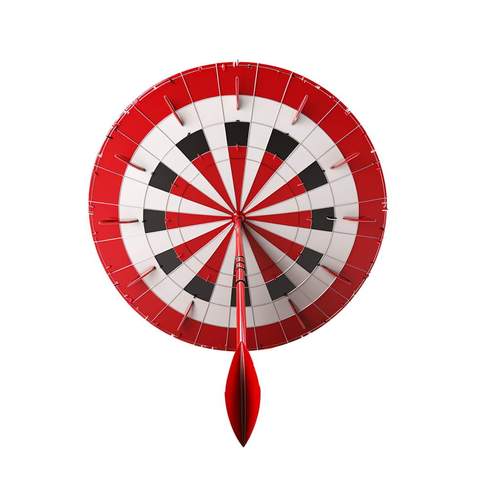 3d dart hitting on target isolated on transparent background png