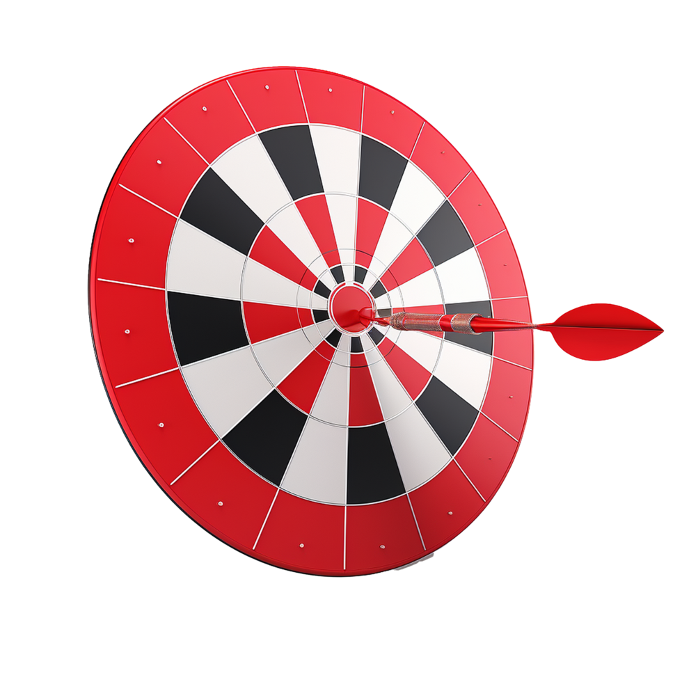 3d dart hitting on target isolated on transparent background png