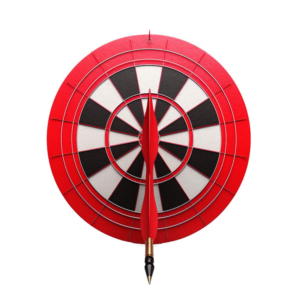 3d dart hitting on target isolated on transparent background png