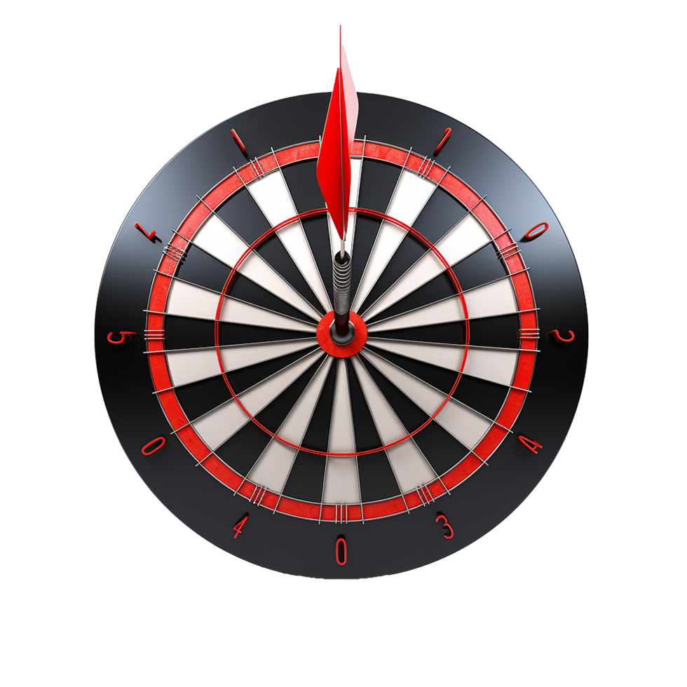 3d dart hitting on target isolated on transparent background png