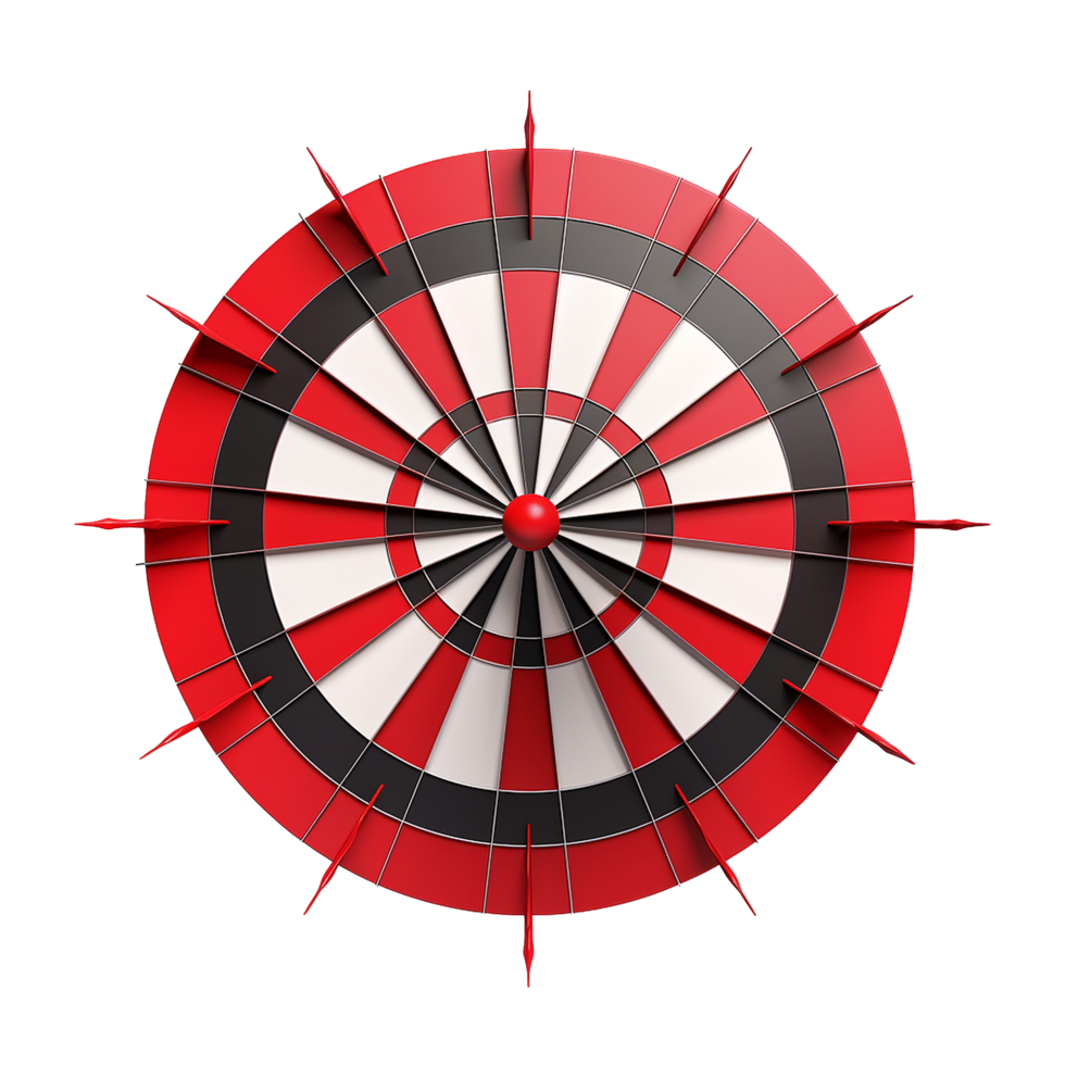 3d dart hitting on target isolated on transparent background png