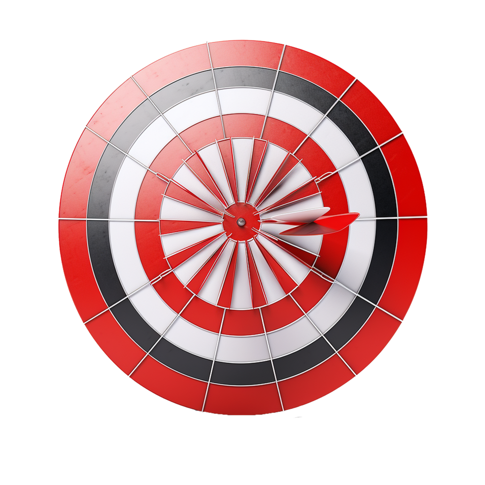 3d dart hitting on target isolated on transparent background png