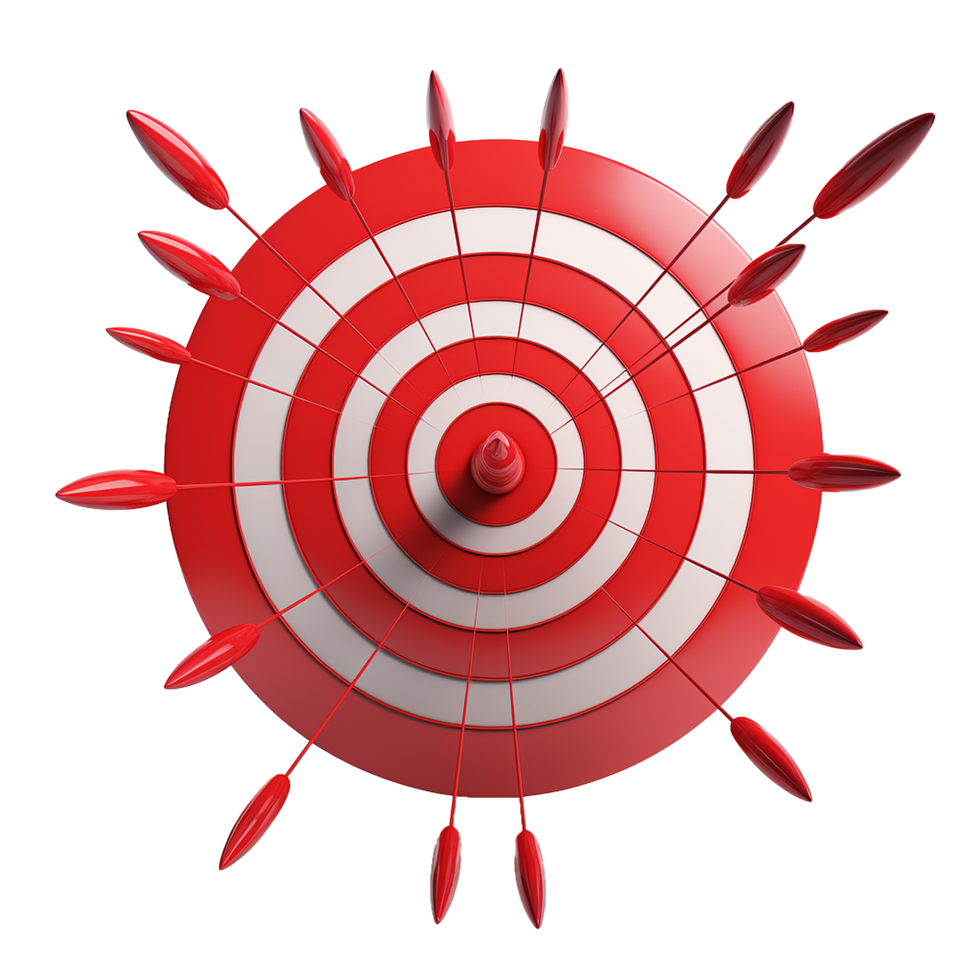 3d dart hitting on target isolated on transparent background png