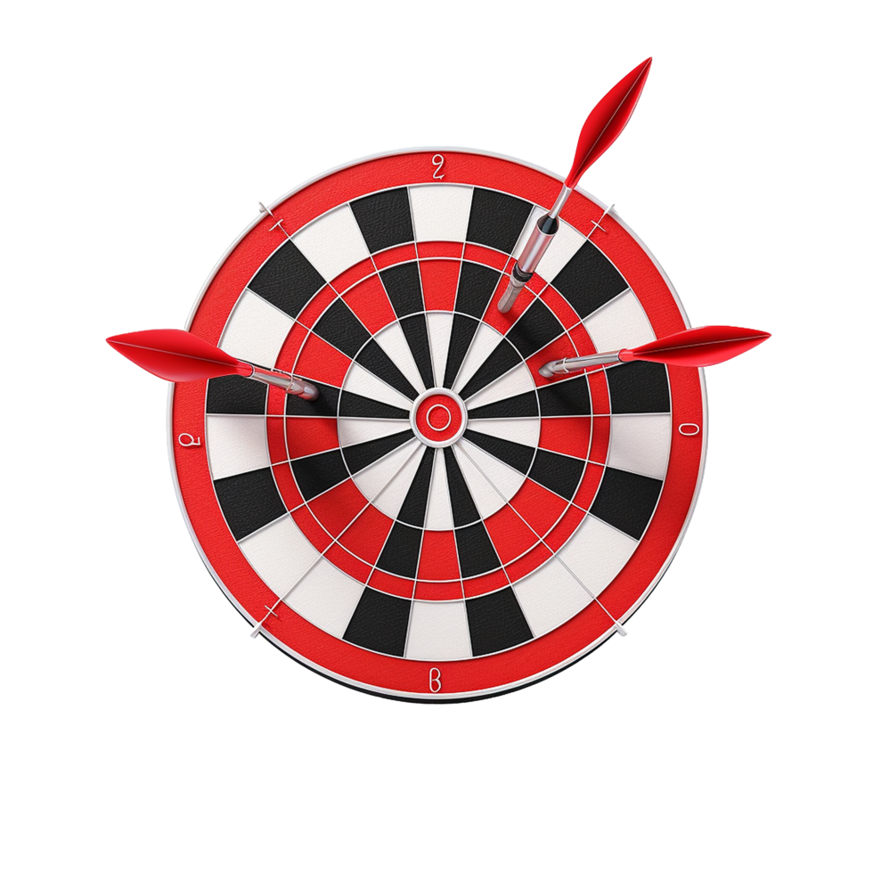 3d dart hitting on target isolated on transparent background png