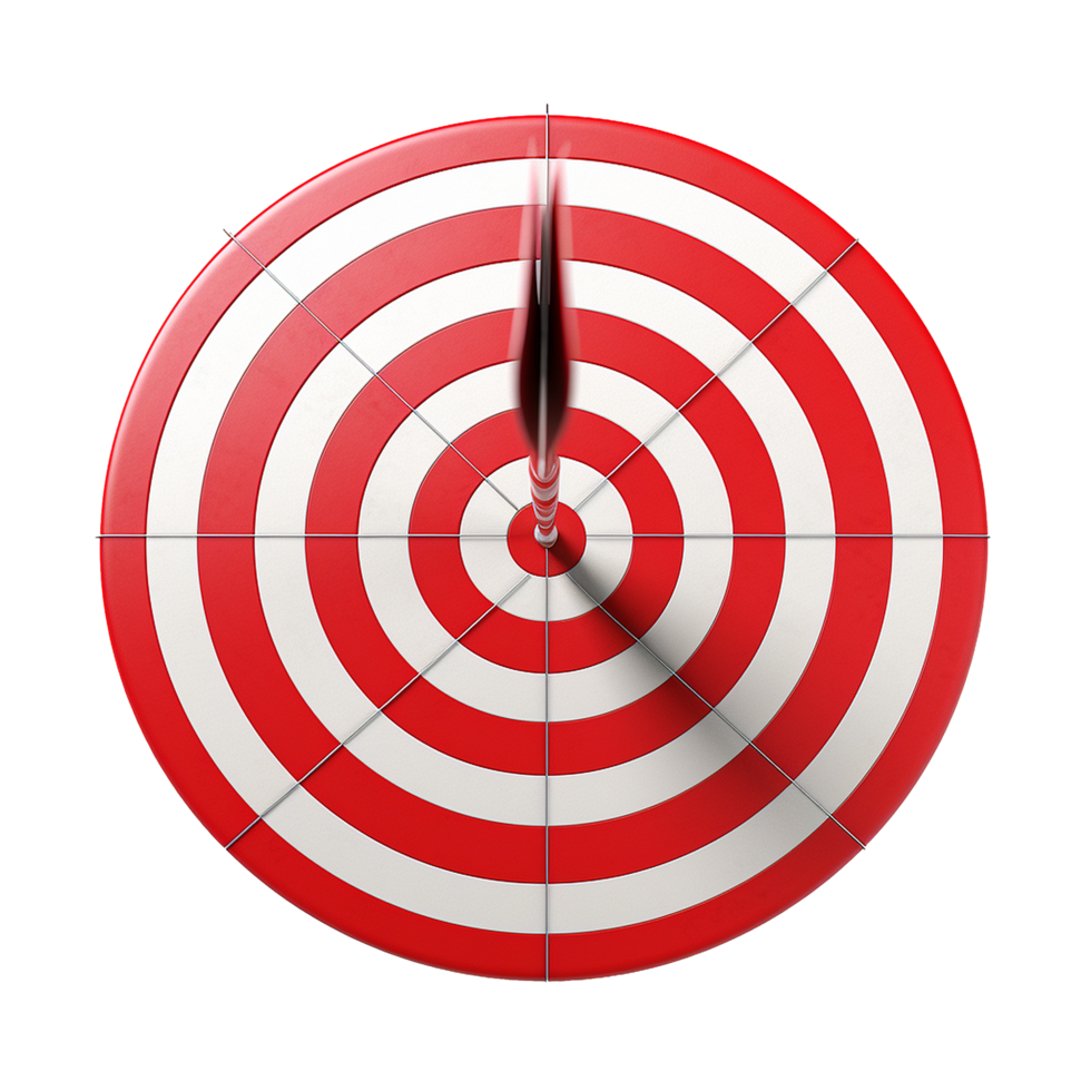 3d dart hitting on target isolated on transparent background png
