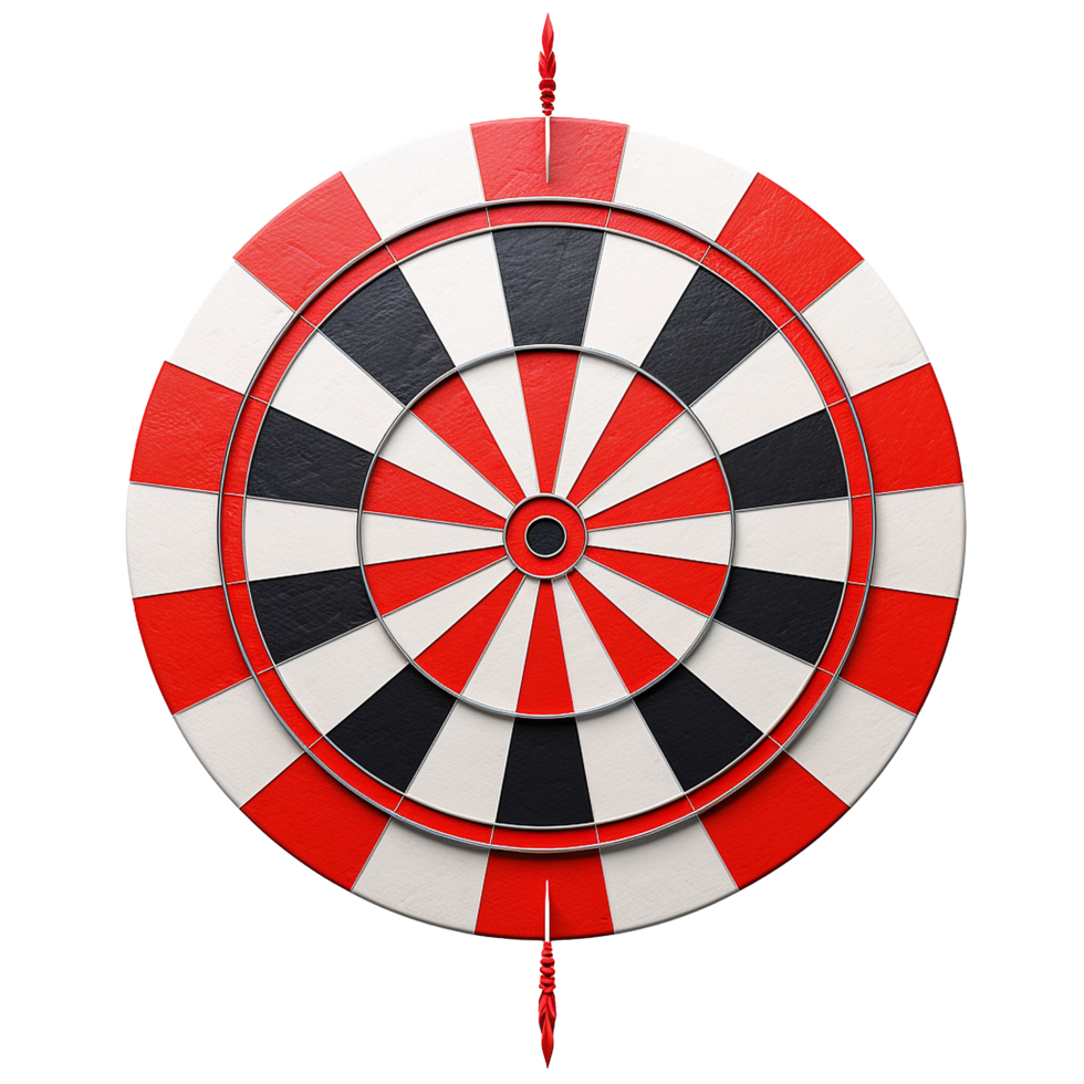 3d dart hitting on target isolated on transparent background png
