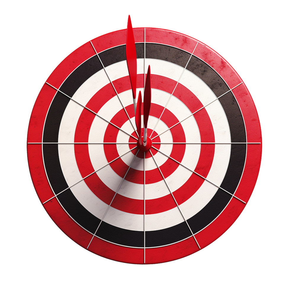 3d dart hitting on target isolated on transparent background png