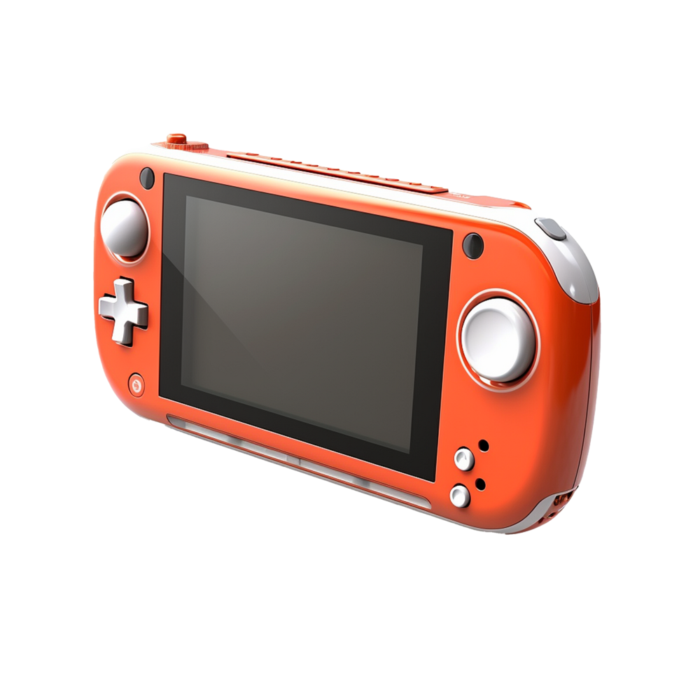 3d handheld game console portable isolated on transparent background png