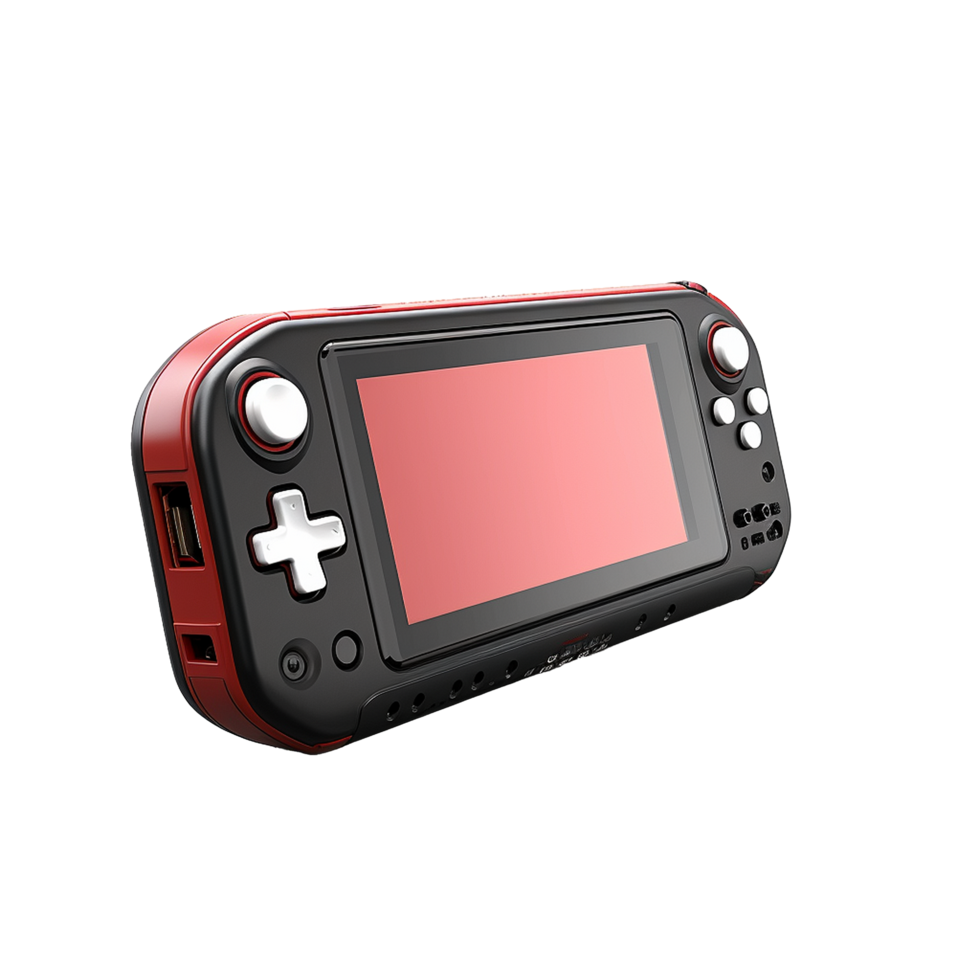 3d handheld game console portable isolated on transparent background png