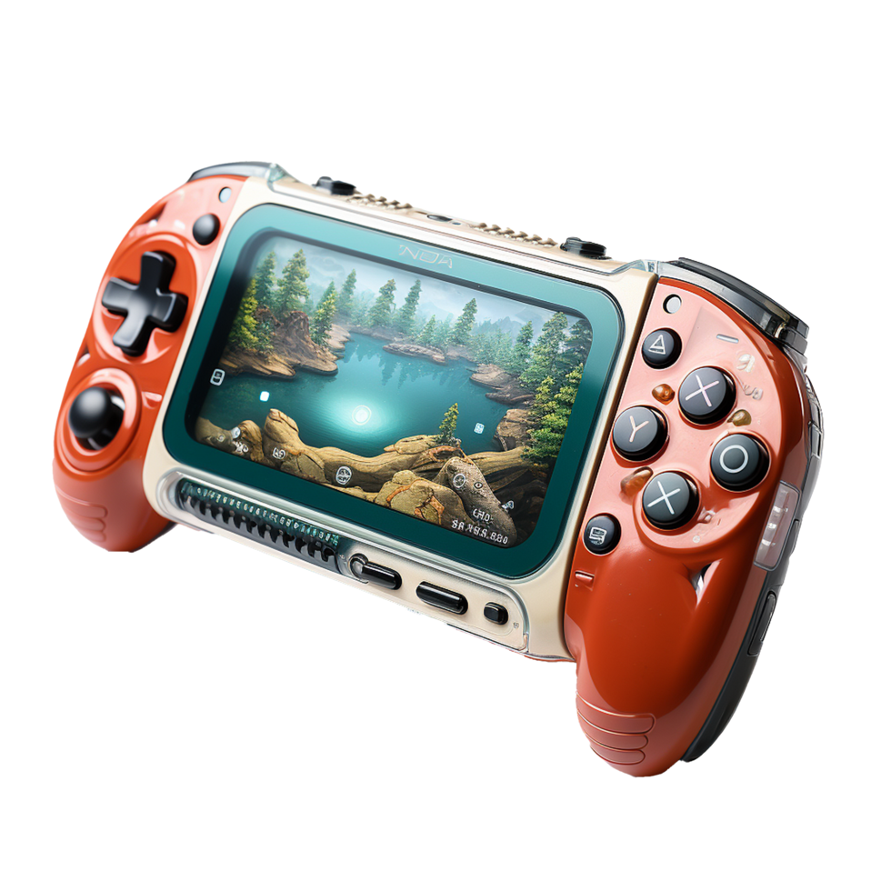 3d handheld game console portable isolated on transparent background png
