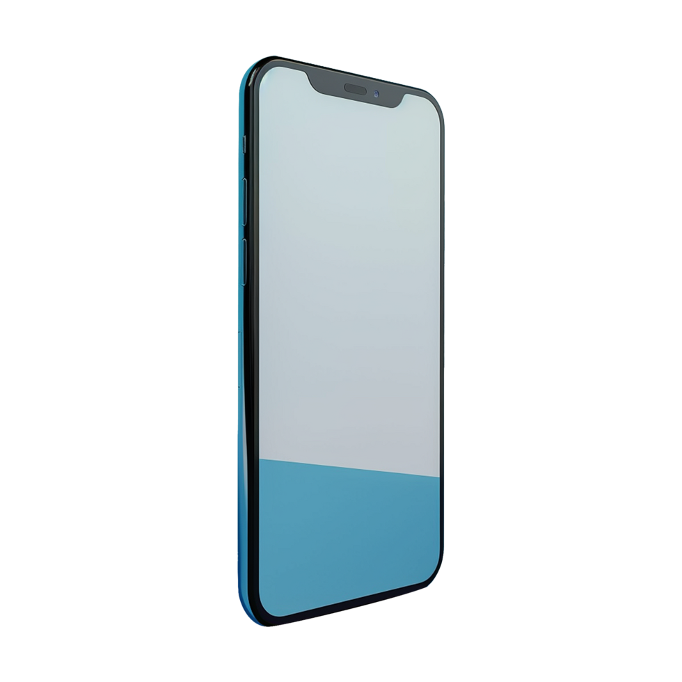 3d blank phone screen isolated on transparent background png