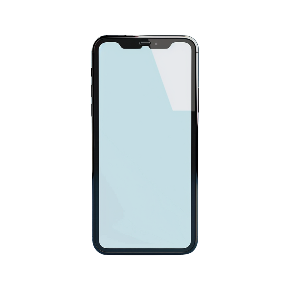 3d blank phone screen isolated on transparent background png