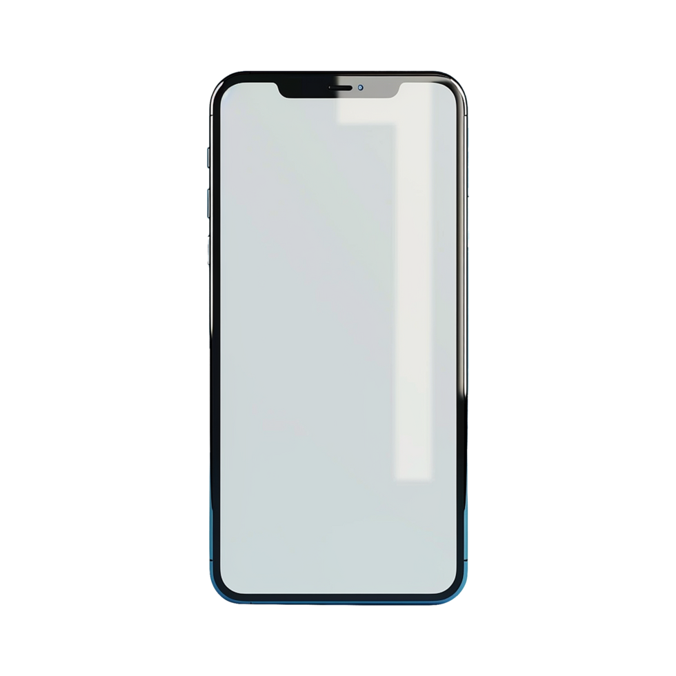 3d blank phone screen isolated on transparent background png