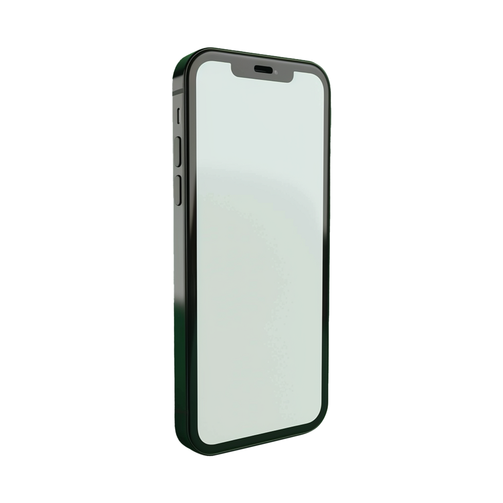 3d blank phone screen isolated on transparent background png