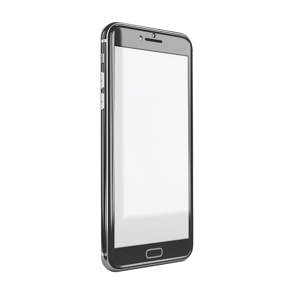 3d blank phone screen isolated on transparent background png