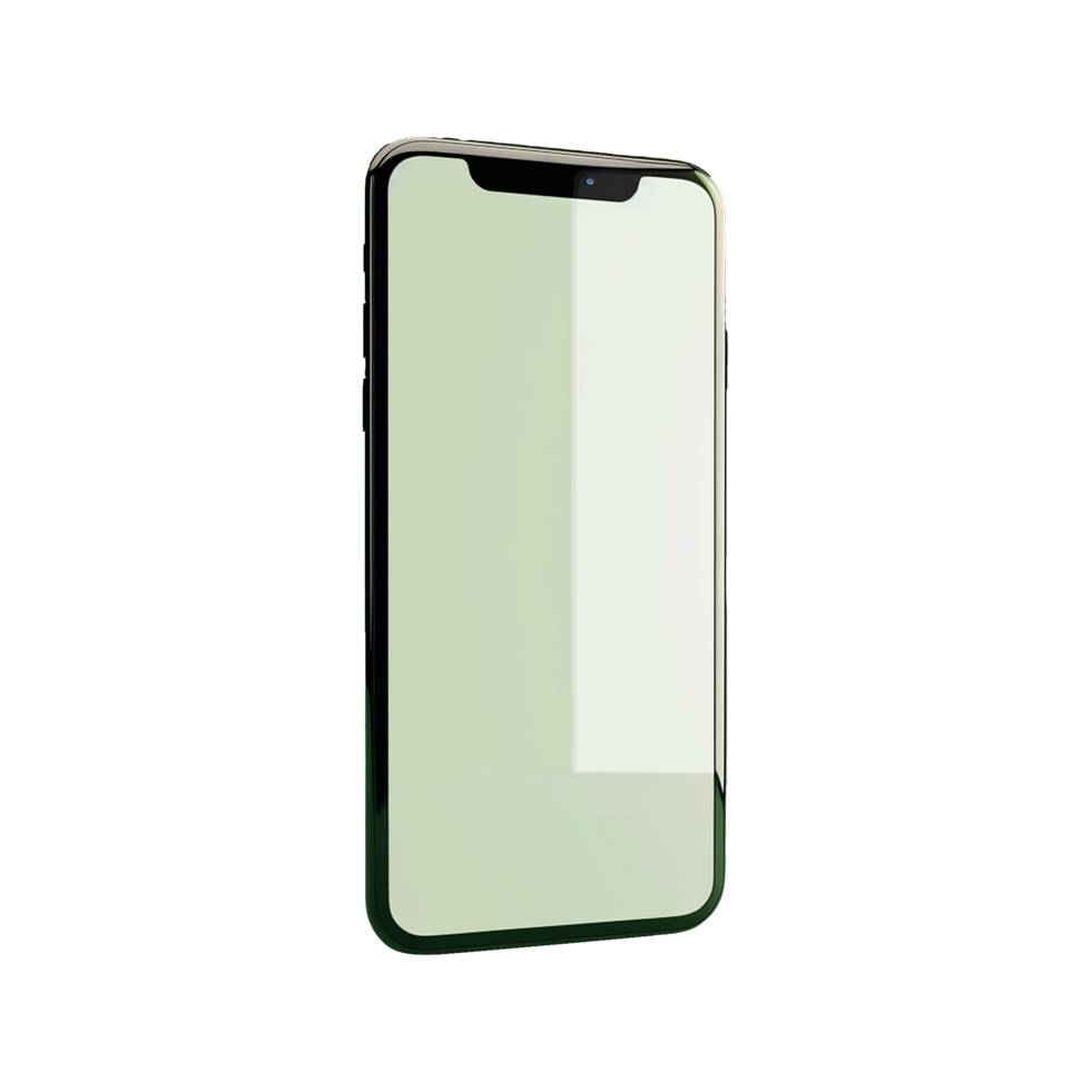3d blank phone screen isolated on transparent background png