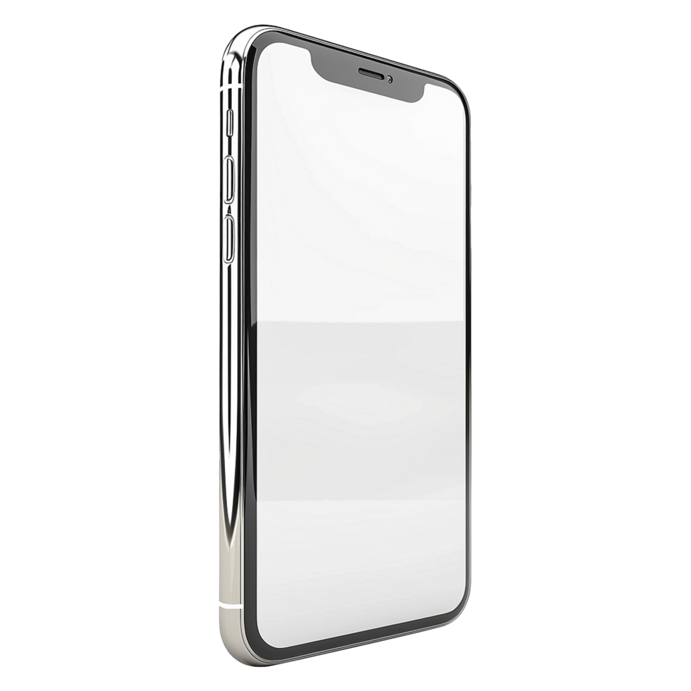 3d blank phone screen isolated on transparent background png