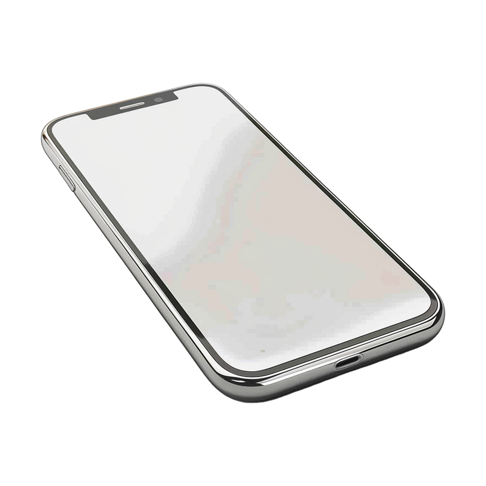 3d blank phone screen isolated on transparent background png
