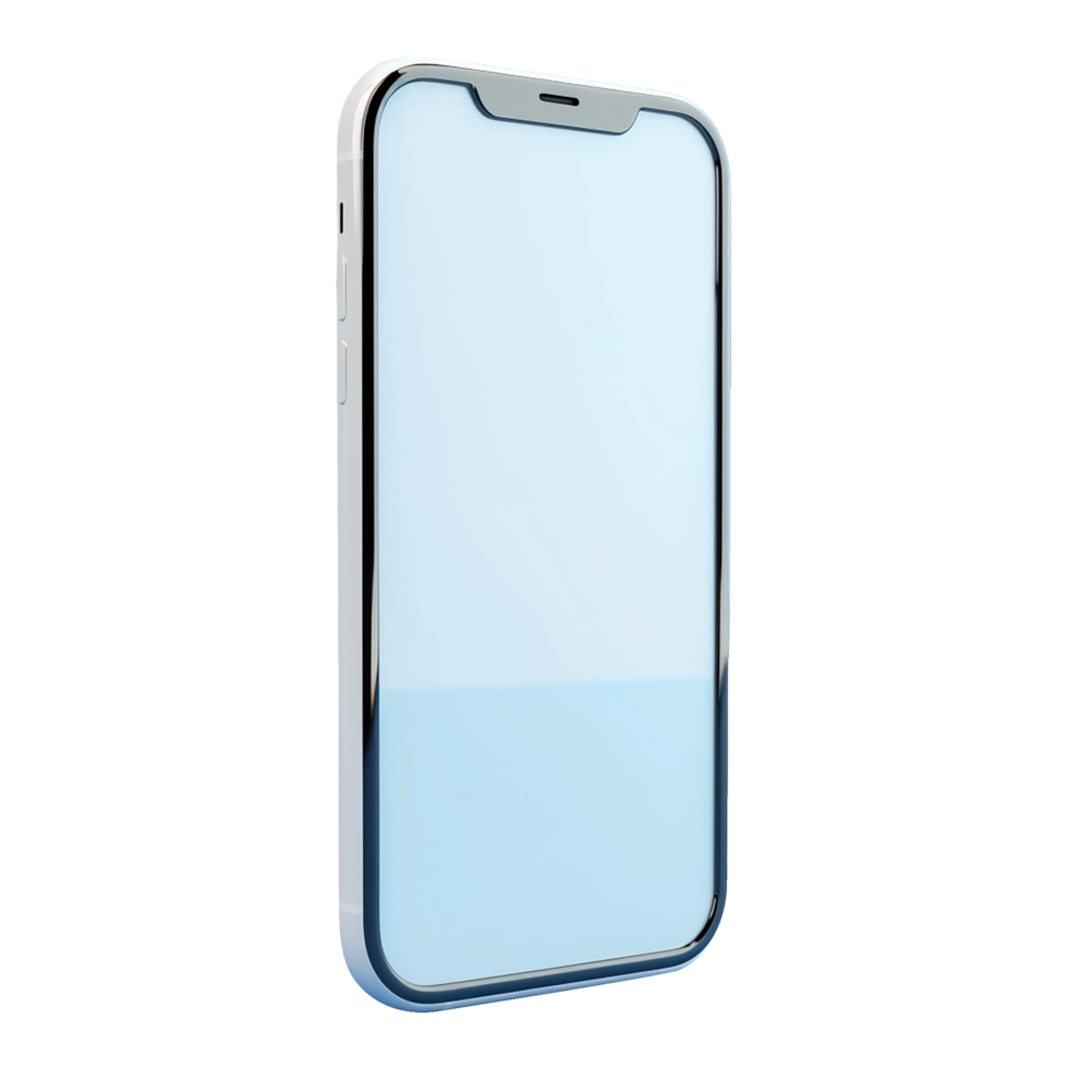 3d blank phone screen isolated on transparent background png