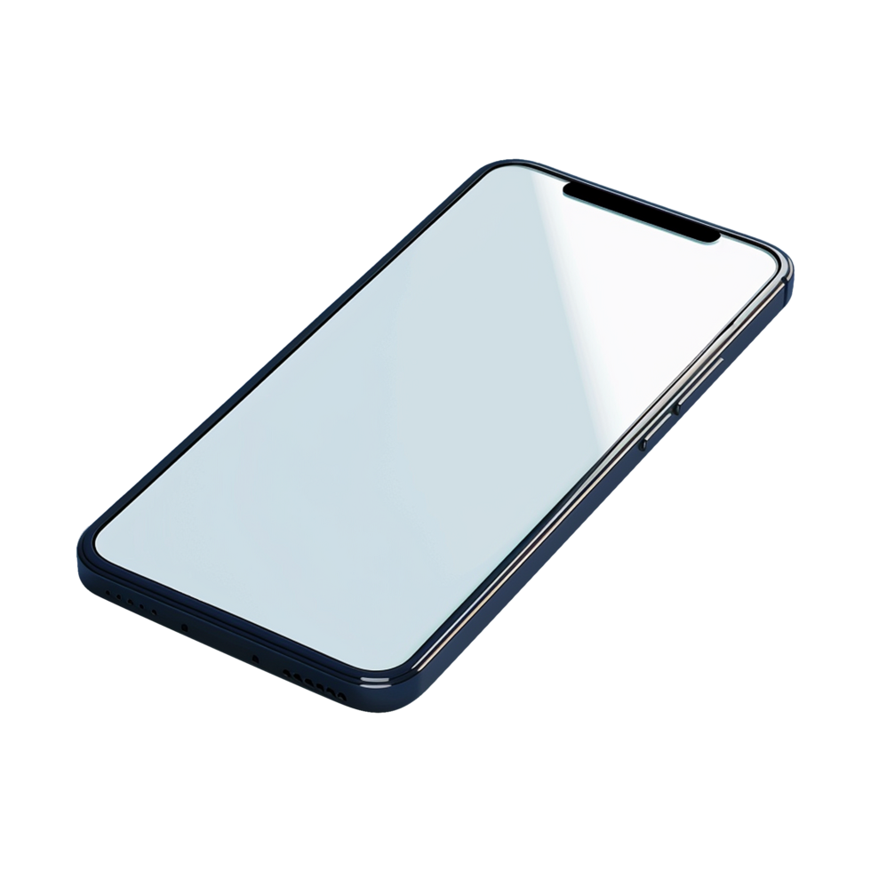 3d blank phone screen isolated on transparent background png
