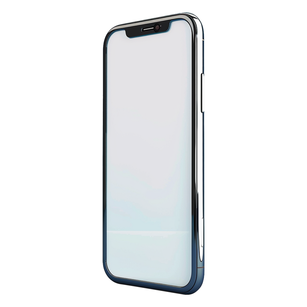 3d blank phone screen isolated on transparent background png