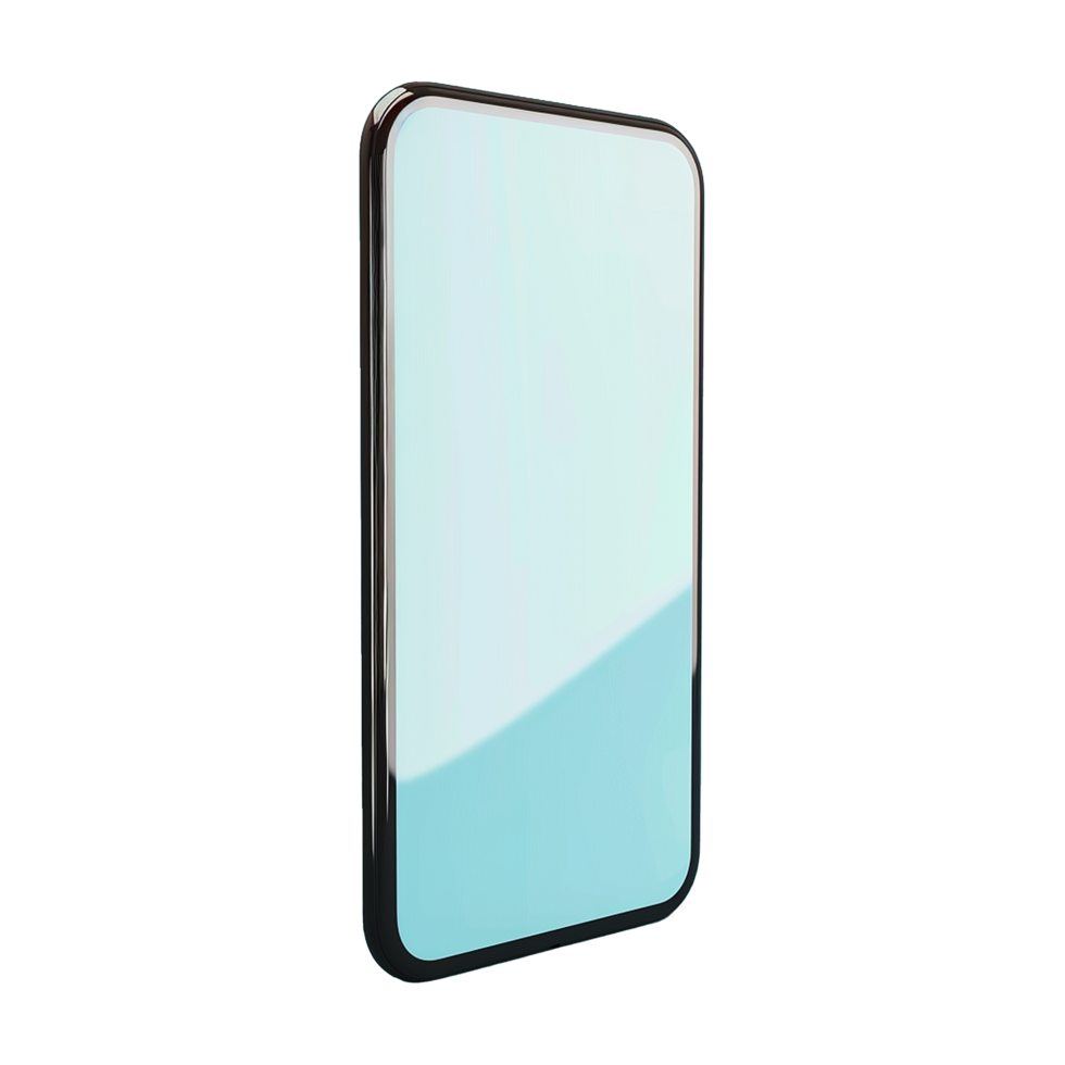 3d blank phone screen isolated on transparent background png