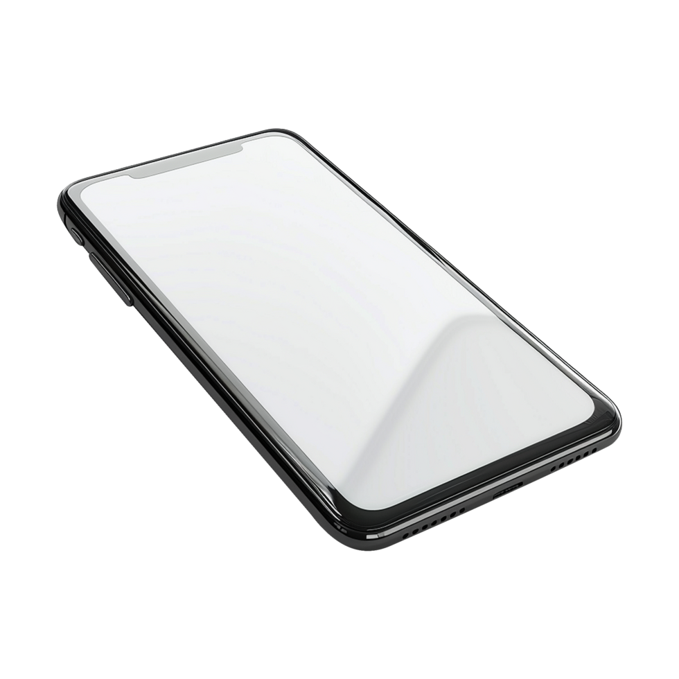 3d blank phone screen isolated on transparent background png