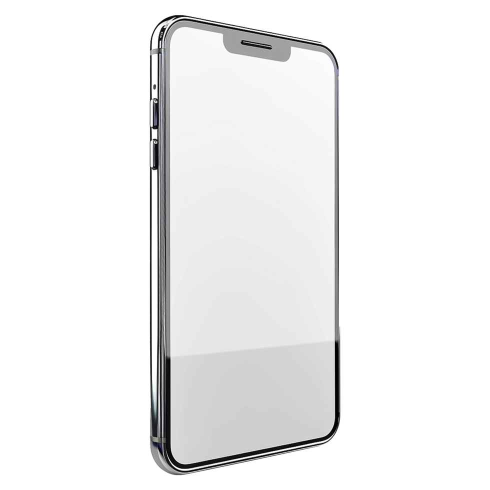 3d blank phone screen isolated on transparent background png