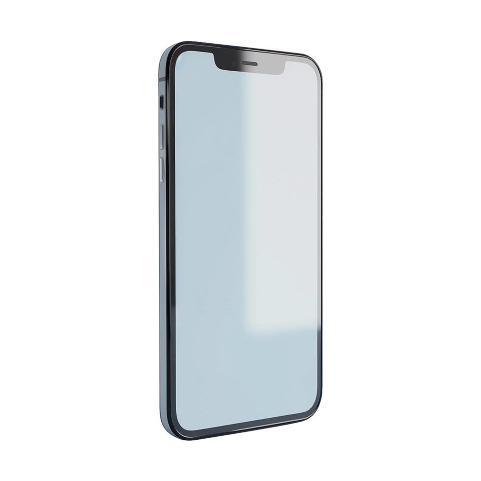 3d blank phone screen isolated on transparent background png