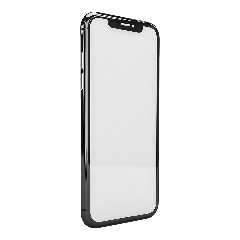 3d blank phone screen isolated on transparent background png