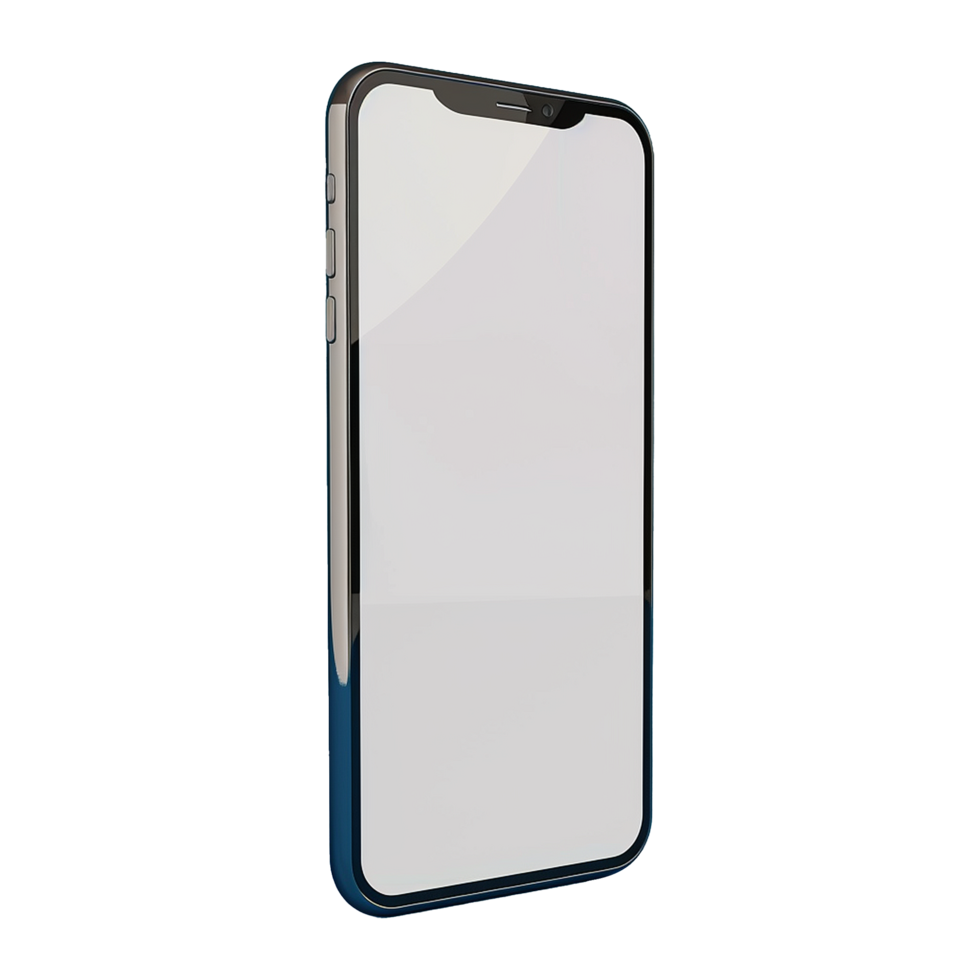 3d blank phone screen isolated on transparent background png