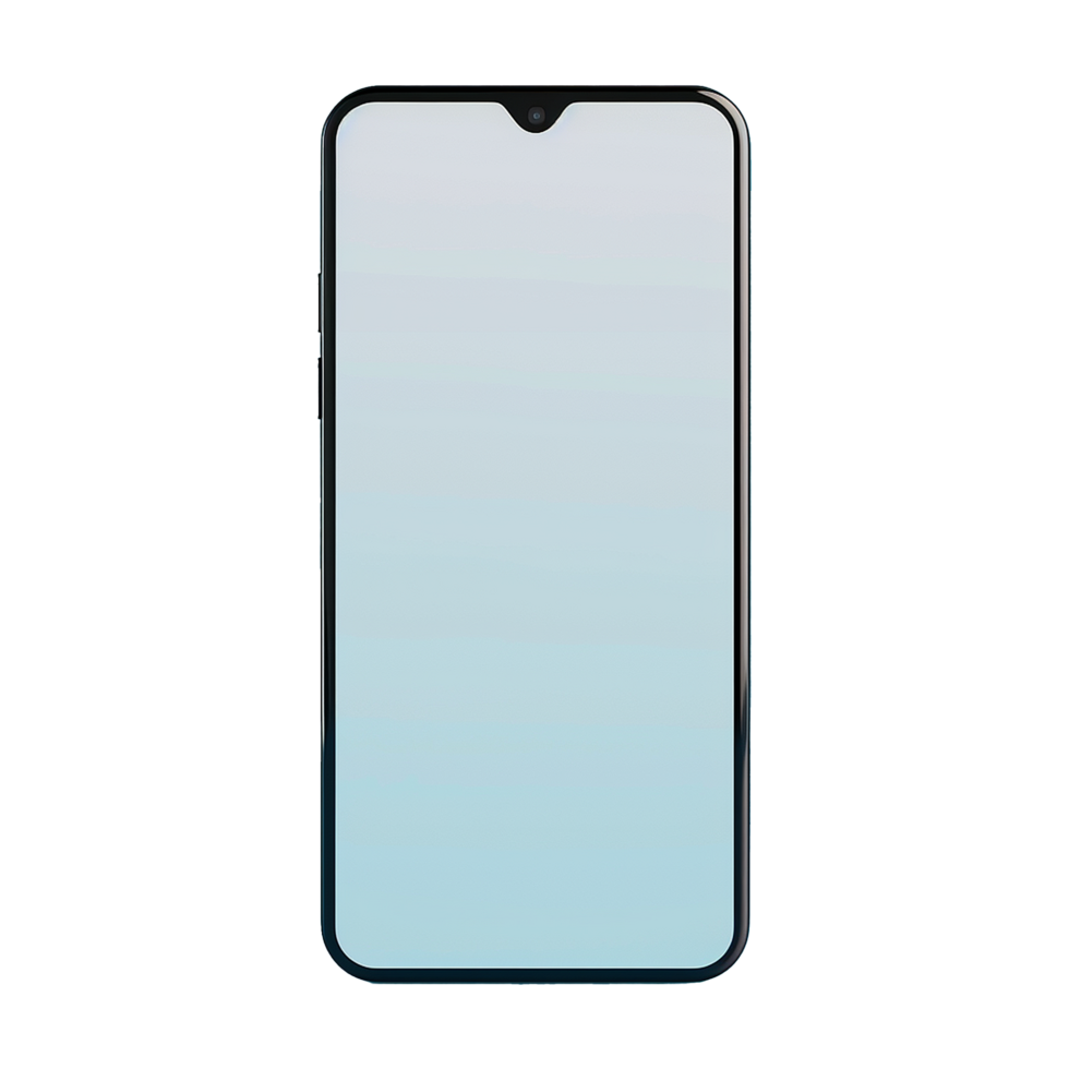 3d blank phone screen isolated on transparent background png