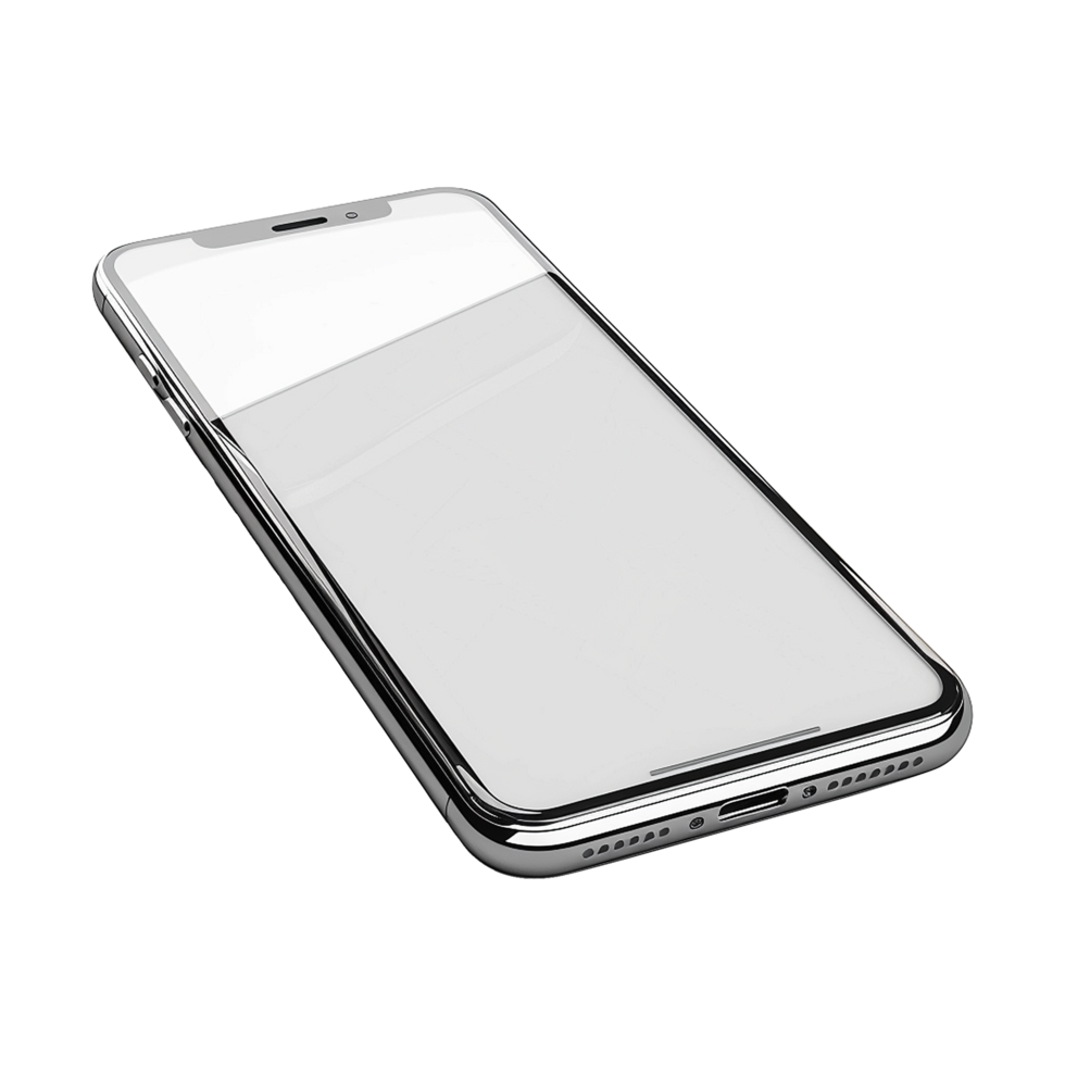 3d blank phone screen isolated on transparent background png