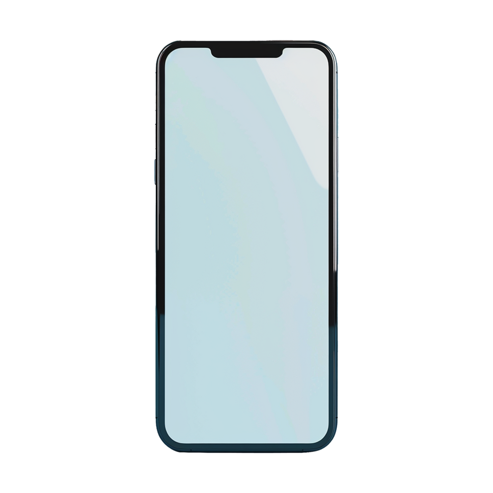 3d blank phone screen isolated on transparent background png