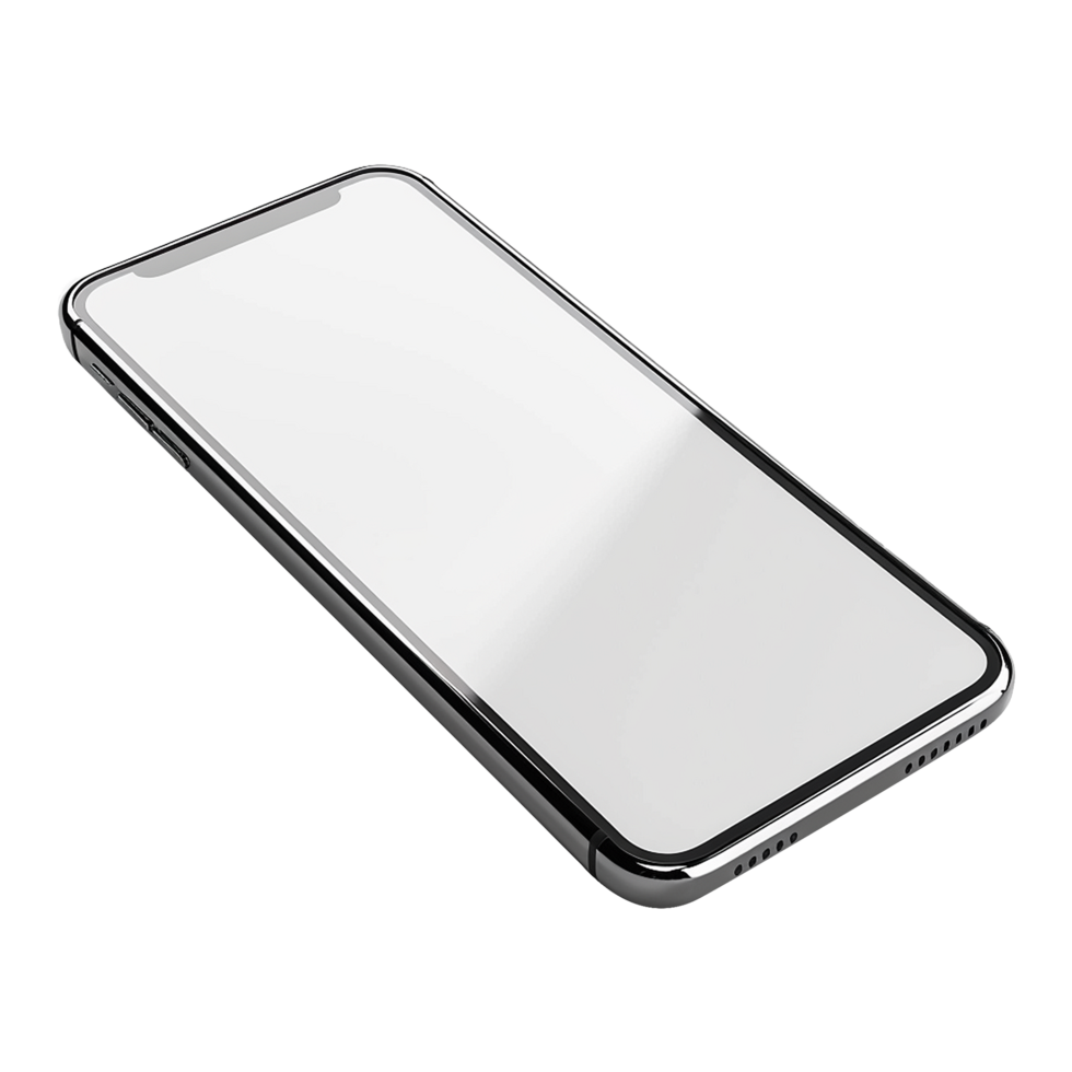 3d blank phone screen isolated on transparent background png