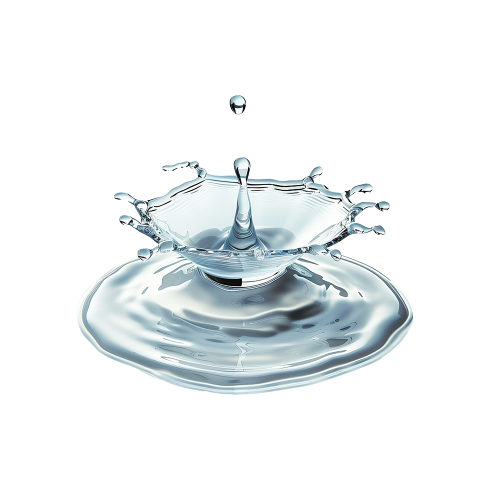 Spilled water drop isolated on transparent background png
