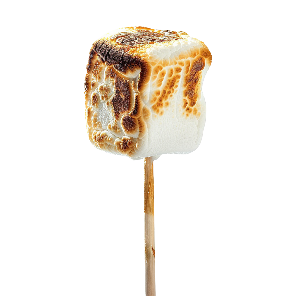 Toasted marshmallow on a stick isolated on transparent background png